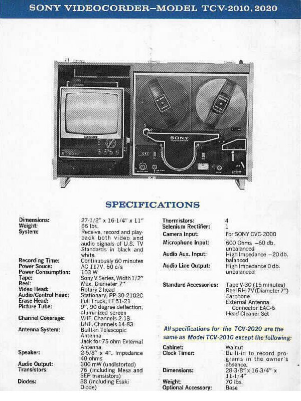 format of cv. first CV format VTR sold